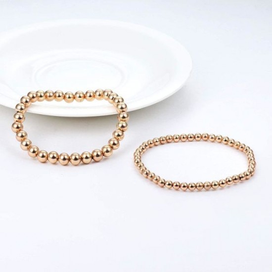 4 PCS Bead Bracelet For Women Beaded Ball Paper Clip Bracelet Stretchable Elastic Bracelet Set